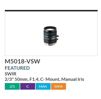 M5018-VSW原装Computar2/3寸50mm图像传感器工业镜头