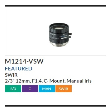 M1214-VSW原装Computar 2/3寸12mm图像传感器工业镜头