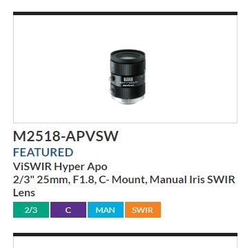 M2518-APVSW原装Computar 500万25mm 图像传感器镜头
