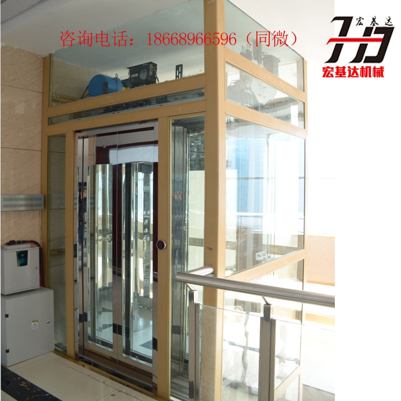 供应济南SJJ型私人订制家用小型电梯液压曳引观光别墅二三层阁楼观光电梯